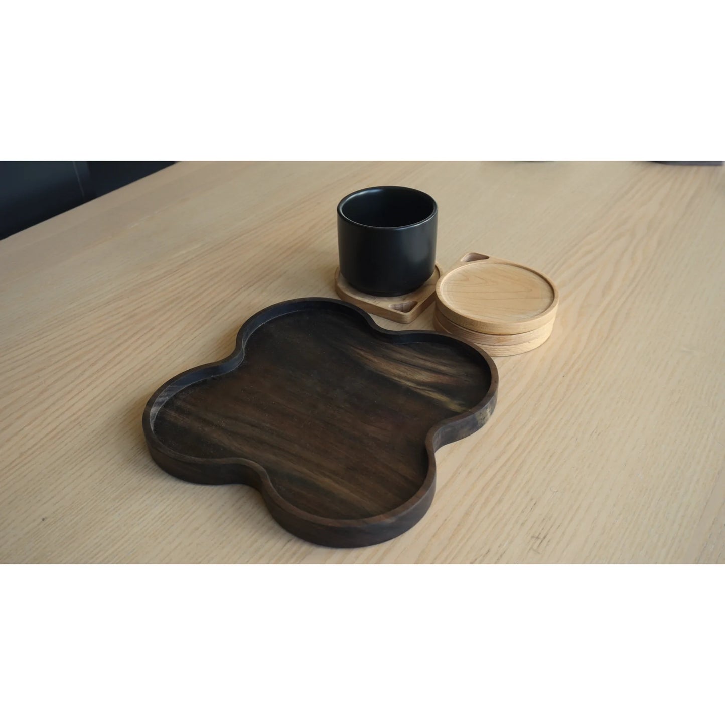 Maple Clover Coasters with Exotic Majo Tray