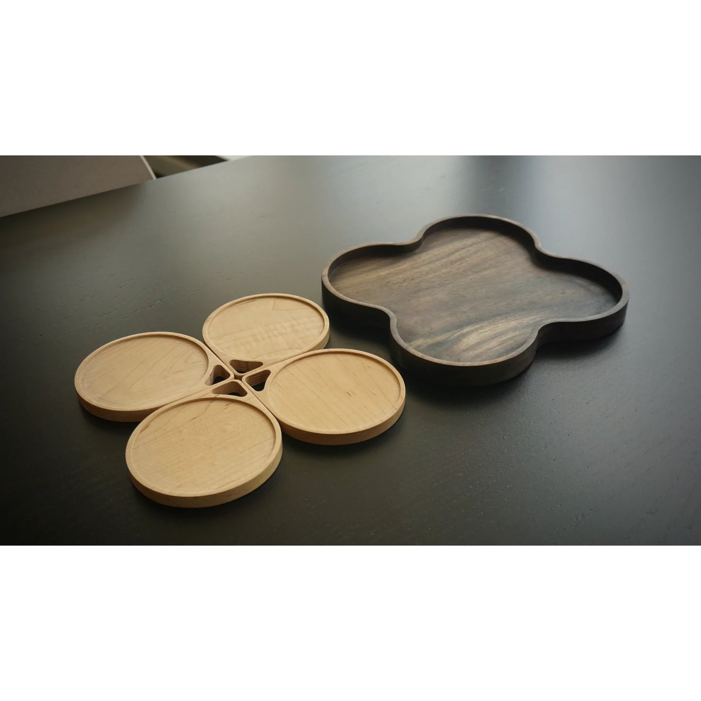 Maple Clover Coasters with Exotic Majo Tray